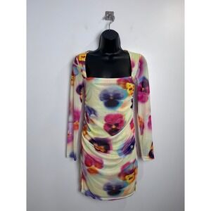WRAY Watercolor Floral Print Midi Dress Women Size XS